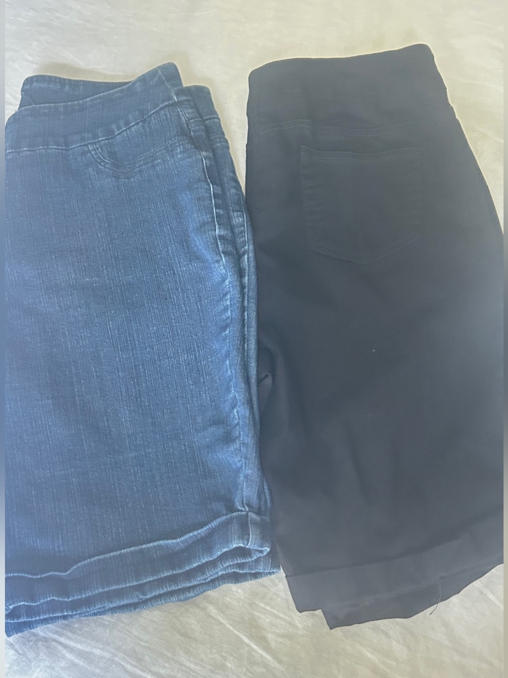 Two-Pair Soft Surroundings PM- Blue Denim & Black Bermuda Shorts 
Selling as lot